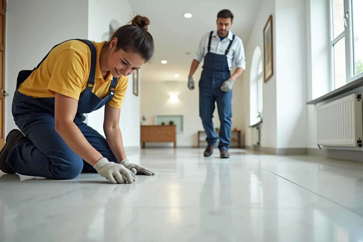 Instalación de porcelanato sobre contrapiso preparado